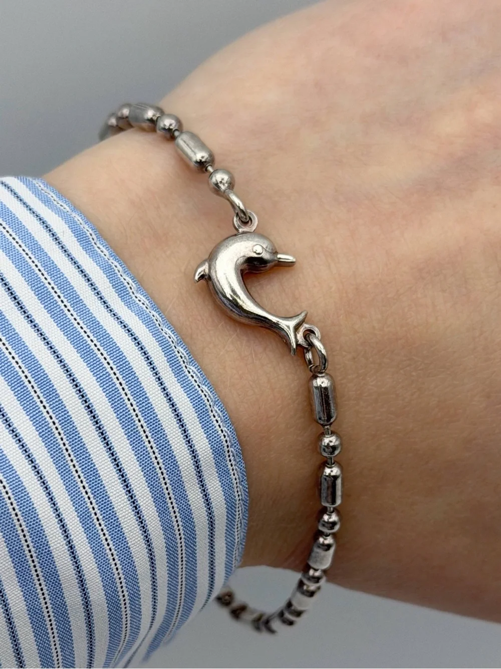 925 Sterling Silver Ocean Dolphin bracelet 8”
